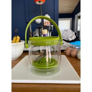 Bodum Lime Green Double Layer Glass Ice Bucket with Lid and Tongs